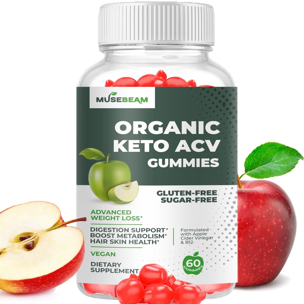 Organic Keto ACV Gummies Advanced Svara zudums - Gluten & Cukurs bez Belly Fat Burner Apple Sidrs Etiķis Diēta papildinājums sievietēm vīriešiem (1000MG)