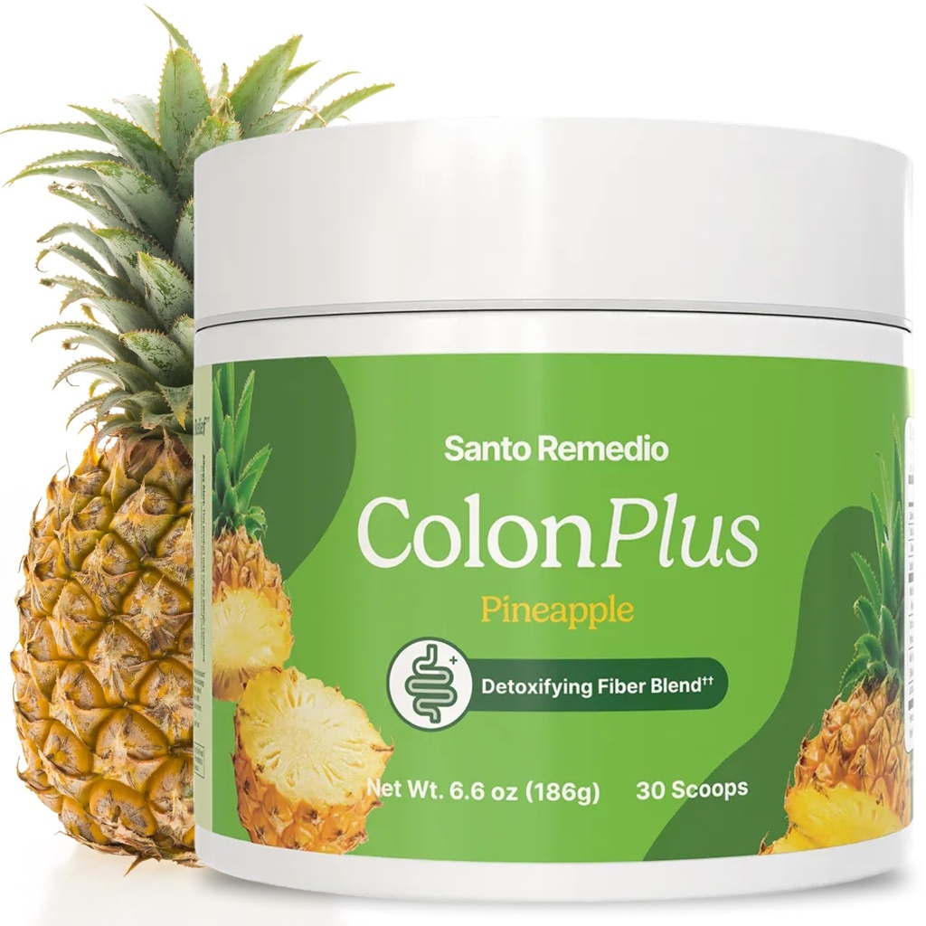 Santo Remedio Colon Plus, Colon Cleanser, Diētiskā Psyllium Husk Fiber un probiotikas Papildinājums, 30 Kalpojumi, Ananas Flavor