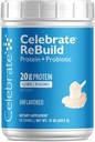Celebrate Vitamīni Rebuild Olbaltumvielu Pulveris ar probiotikām un prebiotikām - 20g sūkalu izolātu Proteīns, augsts Fiber, pēcbariatriskās ķirurģijas pacientiem - neflavored (15 Kalpo)