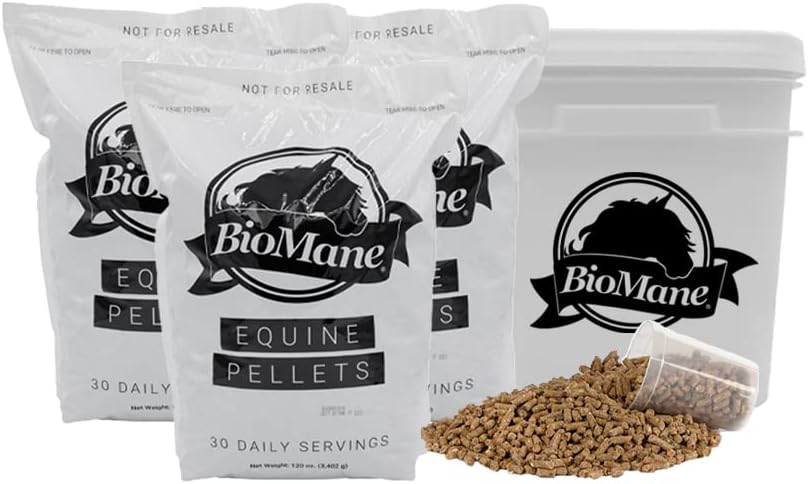 BioMane Equine Pellets- 90 dienu piegādes (gaisa ēdināšanas papildinājums zirgiem)