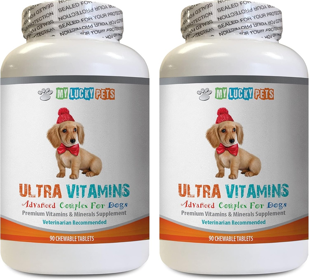 k9 Power Imūnais suns - suns Ultra Vitamīni - Veterinārārsts Ieteicamais - Imūnsupport - Matu ādas acis un kauli Atbalsts - Suņu vitamīnu košļājamās - 2 pudeles (180 Ārstniecības)