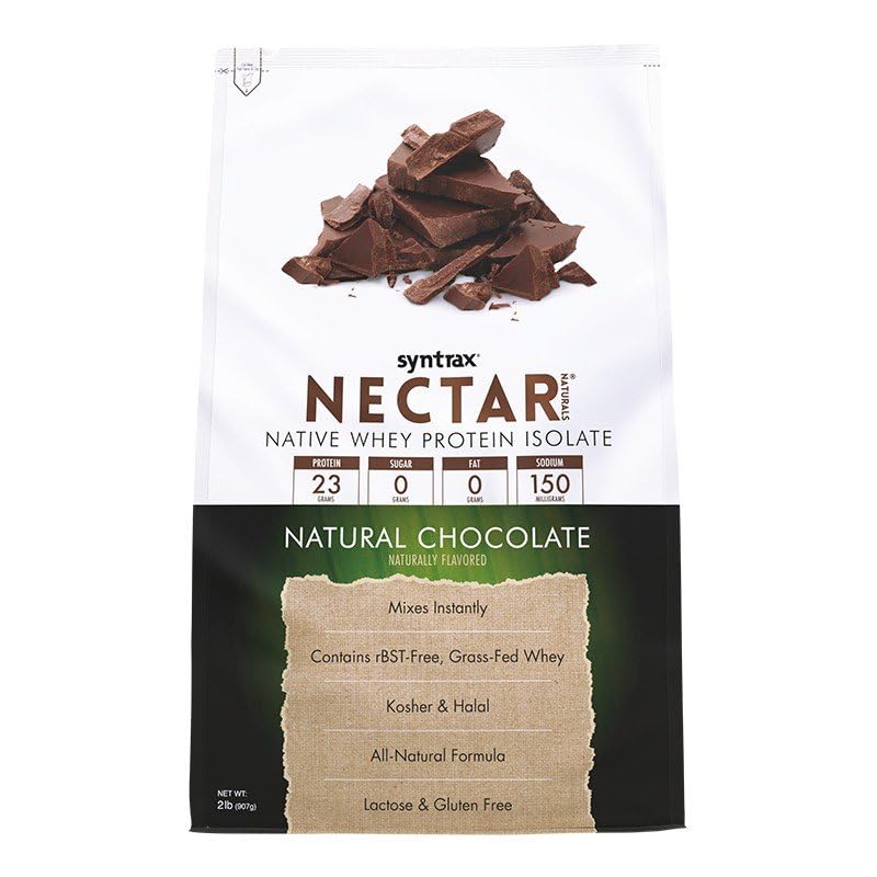 Syntrax Nectar Naturals, visi dabīgie sūkalu proteīni Izolāts, gluds un krēmīgs, dabas šokolāde, 2 mārciņas.