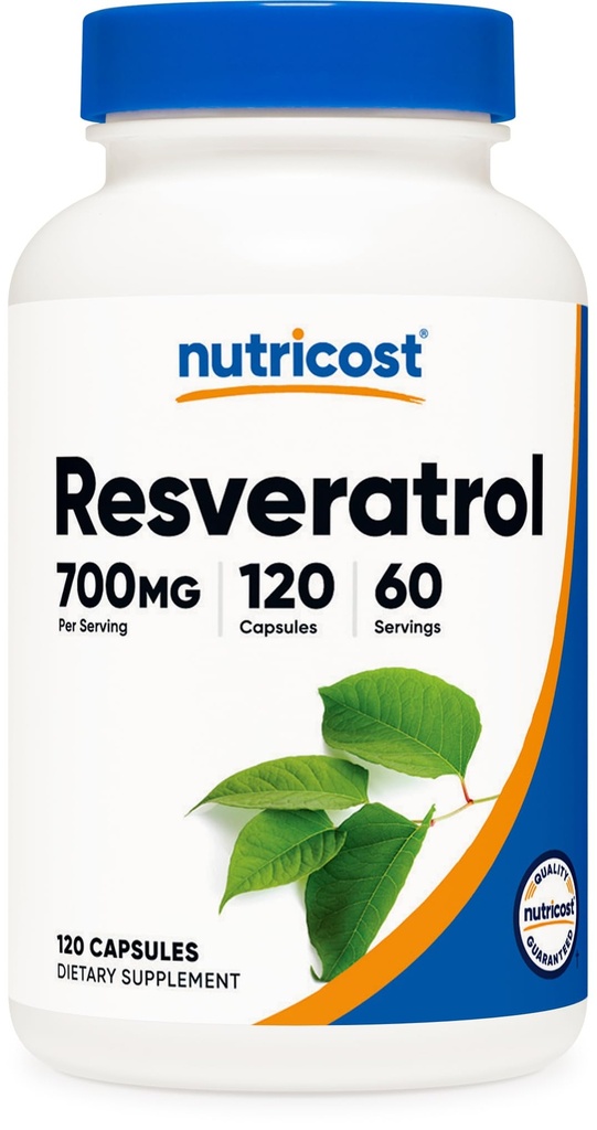 Nutricost Resveratrol 700mg, 120 kapsulas - Vegan, bez lipekļa, ne- GMO