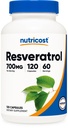 Nutricost Resveratrol 700mg, 120 kapsulas - Vegan, bez lipekļa, ne- GMO