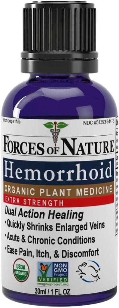 Dabas spēki Hemorrhoid Control Extra Strength, Organic Homeopātiskā medicīna ar Witch Lazda, Zirgu kastrs, un nomierinošas ēteriskās eļļas nieze, Pietūkums un diskomforts, 1.0 FL OZ