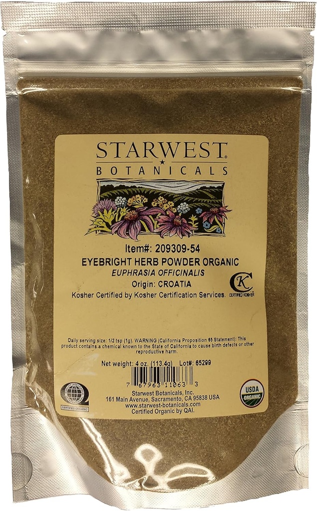 Eyebraight Herb Powder Og - 4 Oz,(Starwest Botānika)