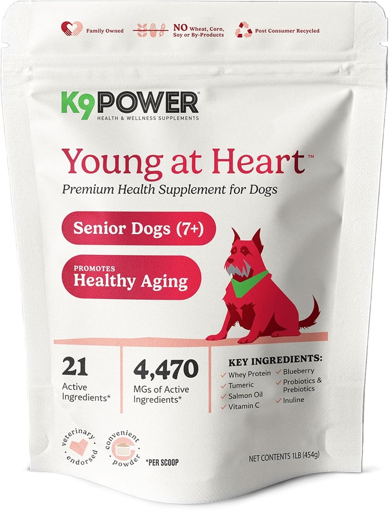 K9 Power Young pie sirds vecākais suns Multivitamīnu 1 rb – Advanced papildinājums senioriem – Atbalsta smadzenes, sirds, redze, kopīga veselība, un mobilitāte