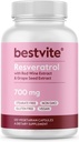 BESTVITE Resveratrol 700mg (120 Veģetārās kapsulas) ar sarkanvīna ekstraktu un vīnogu sēklu ekstraktu - standartizēts līdz 50% TransResveratrol - nav stearātu - Vegan - ne ĢMO - bez lipekļa