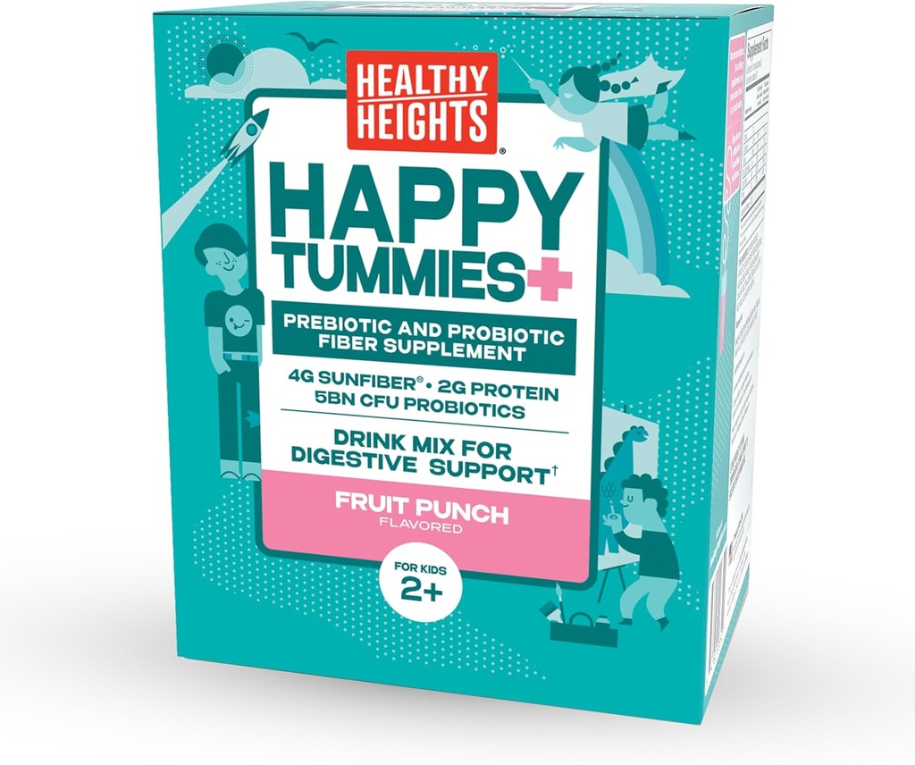 Veselīgi augsti Happy Tummies Prebiotikas un probiotikas Fiber Papildinājums bērniem laikmets 2+