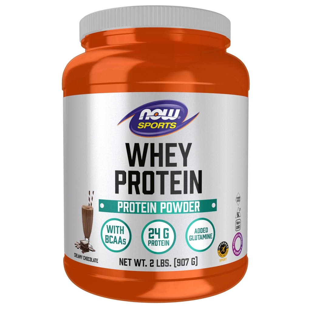 NOW Foods Sports Nutrition, sūkalu proteīns, 24 G ar BCAAs, Krēmveida Šokolādes pulveris, 2-putns