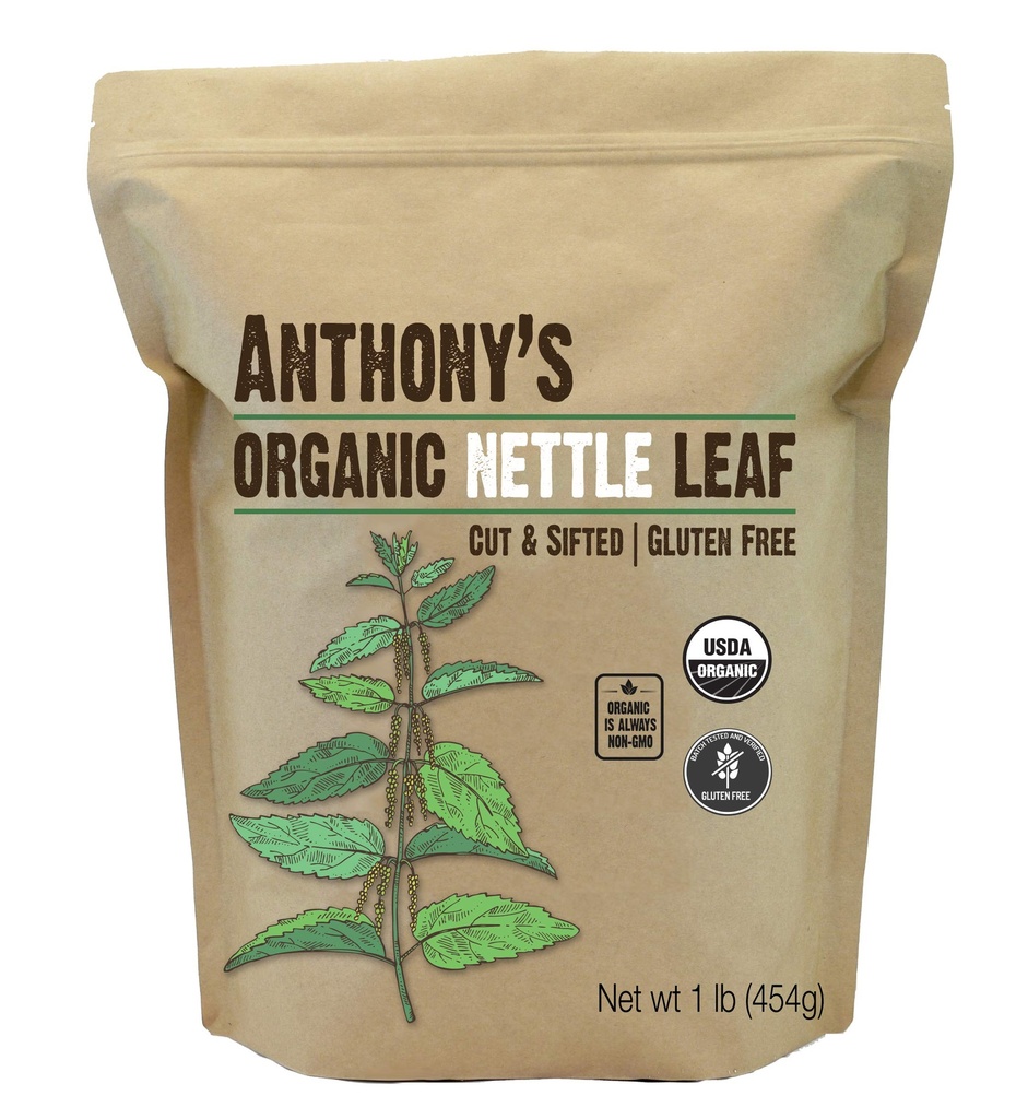 Anthony's Organic Nattle Leaf, 1 lb, bez lipekļa, neĢMO, cut & Sifted, nav apstarota, Keto Friendly