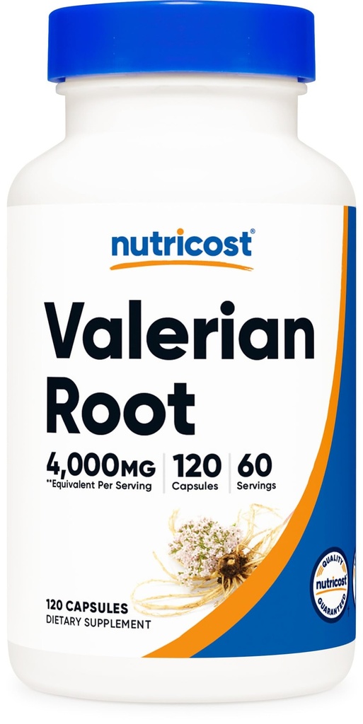Nutricost Valerian Root Kapsulas (1000mg Per Serving) 120 Kapsulas - 4 000mg Ekvivalents Per Serving (4:1 ekstrakts), Veģetārs Caps, bez lipekļa, ne-GMO