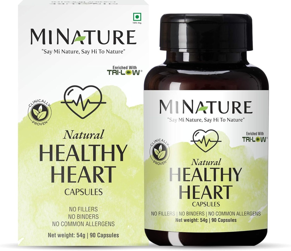 minature Healthy Heart Capsules Bagātināts ar TRI-Low by mi Daba 90 Veg Capsules 