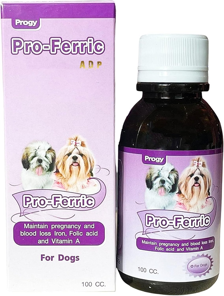 PRO-FERRIC 100 CC. Šķidro tonik Best Pet Booster Asins atbalsts suņiem Kucēni Dzelzs un multi Vitamīni Papildinājums Super Palielinot dzīvnieku imunitātes enerģija un jauda, Folic B6 B12 veicina sarkano asins šūnu