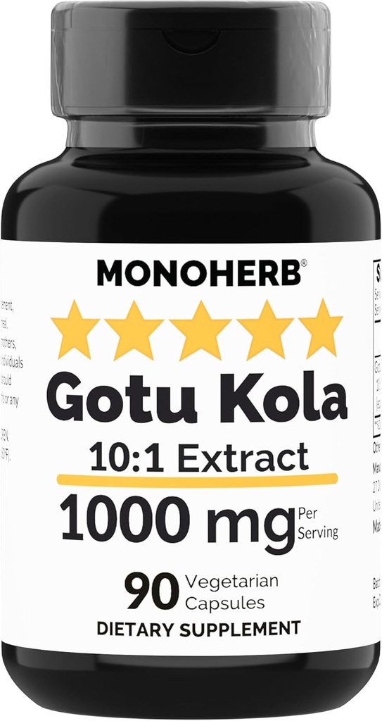 MONOHERB Gotu Kola ekstrakts 1000 mg - 90 Veģetārās kapsulas