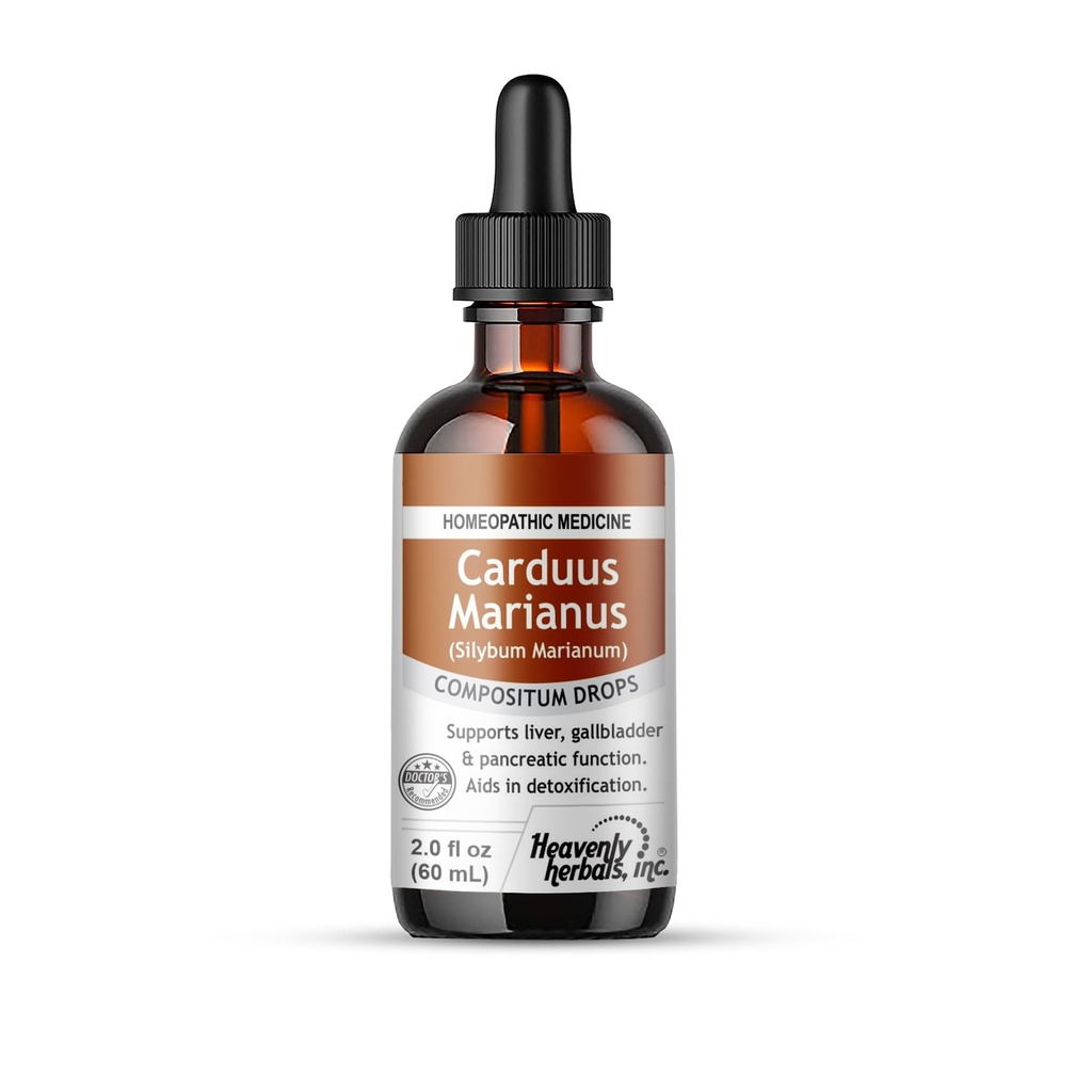 Heavenly Herbals, Inc. Carduus Marianus Commpositum Homeopātiskās pilieni, atbalsta aknas, žultspūšļa un pankreatiskā funkcija. Atbalsts detoksikācijā. 2.0 fl oz (nesatur alkoholu)