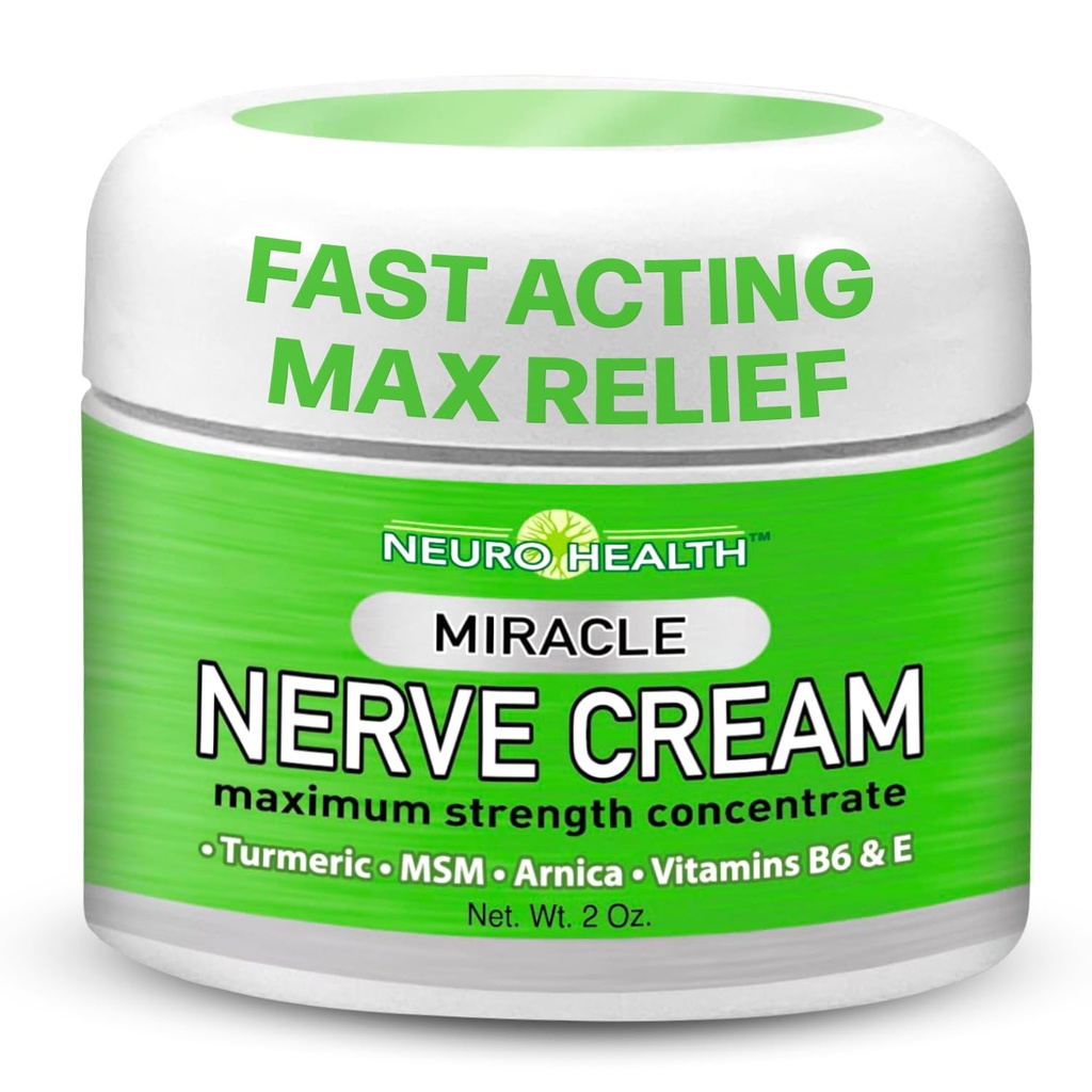 Miracle Nerve Cream - maksimālais stiprums - Turmeric un Arnica Blend for Neiropātijas Discommit Relief - nomierinoša pēdu un roku formula ar MSM, B6, E - Ražots ASV