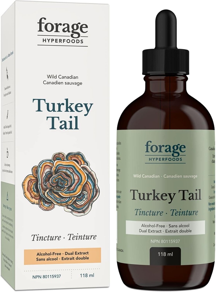 Lopbarība Hiperfoods- bez alkohola Kanādas Wild Turkey Tail Sēnes Superfood Šķidrais papildinājums Extract Tincture, Vegan, Non-GMO, Imūnsistēmas un Gut Health Support, 118ML