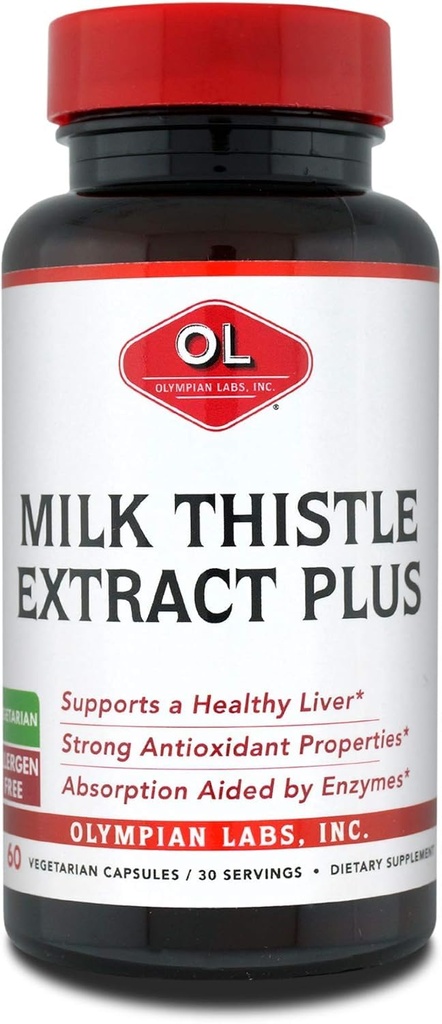 Olymapian Labs Milk Thattle Extract Plus Fermenti, Antioksidanti, Aknu veselības uzturēšana, 60 Veģetārie Caps