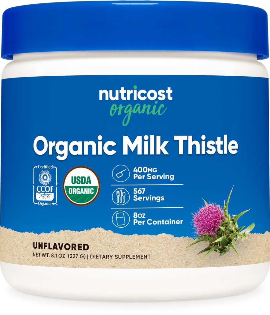 Nutricost Organic Milk Datetle (Silybum Marianum) 8 oz uz vienu konteineru (Neuzliesmojošs) - Ne-GMO, bez lipekļa