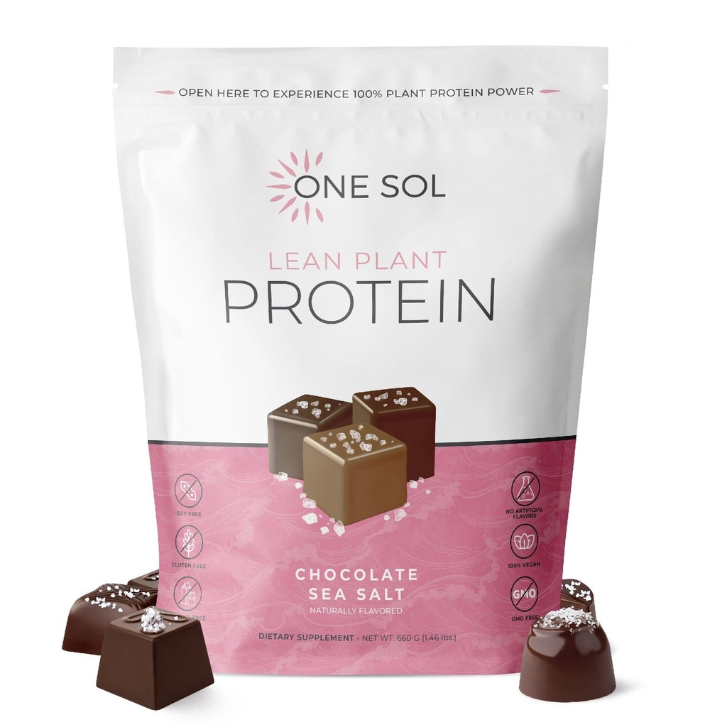 Viens Sol Lean augu proteīna pulveris, zirņu un brūno rīsu proteīns, zems Karb, vegan Friend - glutēns, laktoze, & bez sojas - bez pievienotā cukura, ne-GMO, tīra uztura, bez uzputošanas (šokolādes jūras sāls)