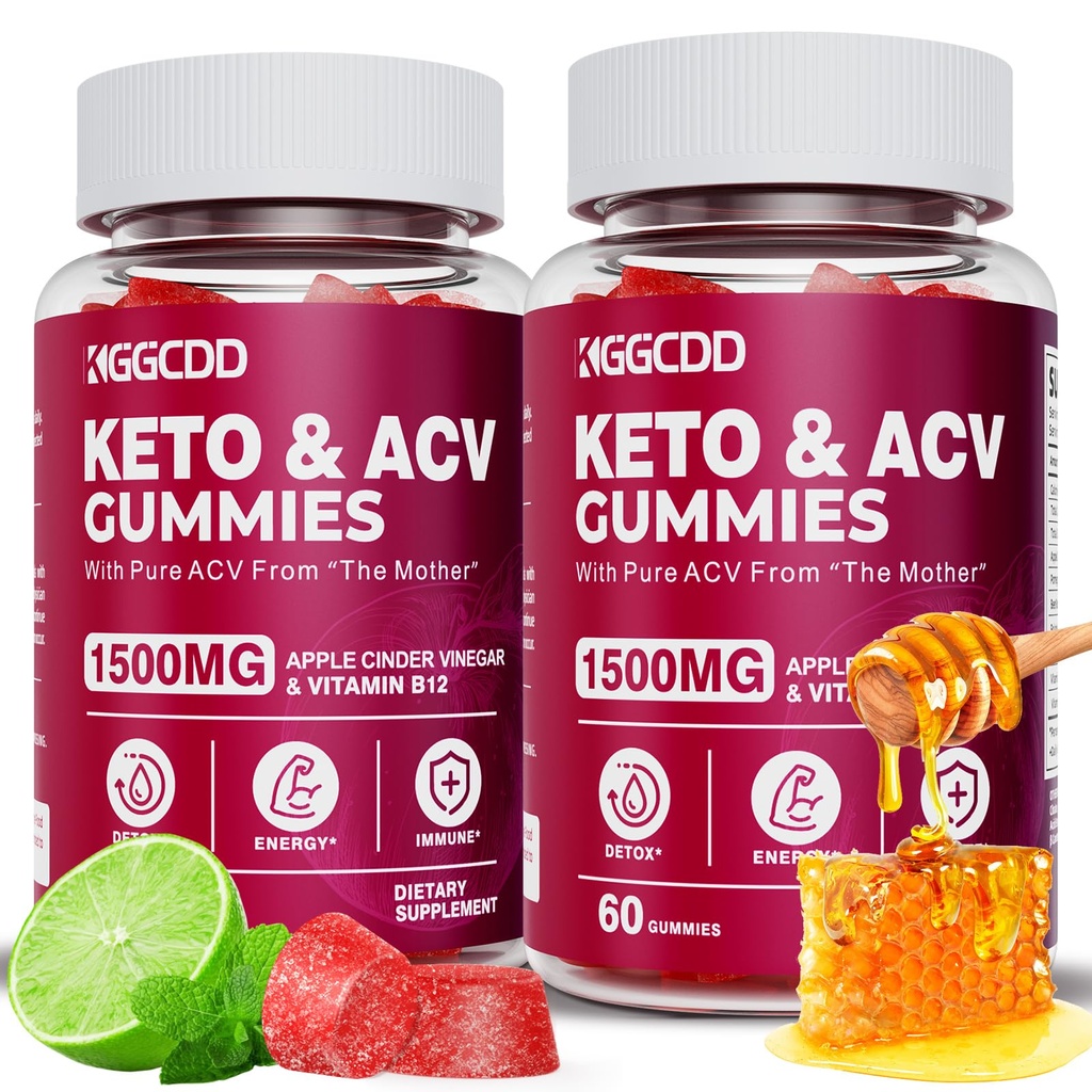 (2 iepakojumi) Keto ACV Gummies1500MG Keto Gummies Apple Sidra Etiķis Formulēts ar granātābolu biešu sulu pulveris B12 Vegan Non ĢMO 120 Gumijas