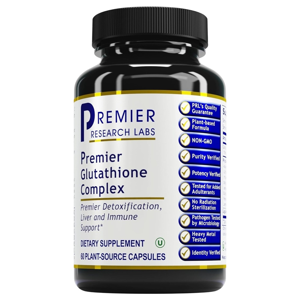 Premier Research Labs Glutatione Complex - Aknu un imūnās atbalsta papildinājums - Glutatione Pill dabas aknu tīrīšanai - 60 Veģetārās kapsulas