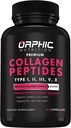 ORFIC NUTRICION kolagēna peptīdi Kapsulas sievietēm,1800mg Multi-kolagēna tabletes I, II, III, V, X - Atbalsta Gremošanas Veselība Saglabājot spēcīgu locītavu, tendonu, saišu un muskuļu * 90 Caps