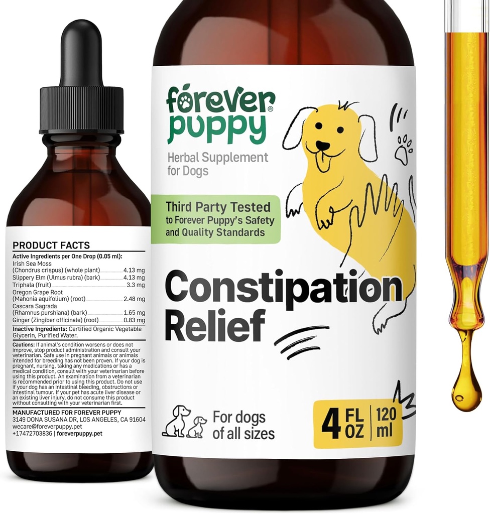 Forever kucēns Aizcietējums Relief for Dogs - Stool Ease Suņu Papildinājumi - Sea Moss & Slippery Elm for Gremošanas Veselības - Fiber Vitamīnus un piedevas aizcietējuma - Visi Šķirnes & Izmēri - 4 oz