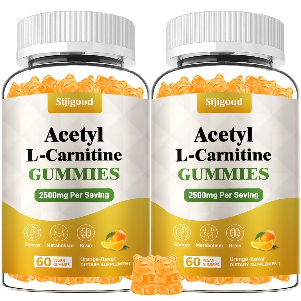 2 Iepakojums Acetil-L-karnitīns papildinājums, dabas uzturs papildinājums Boost Energy, imunitāte, Vegan, Orange Flavor, 120 Skaits