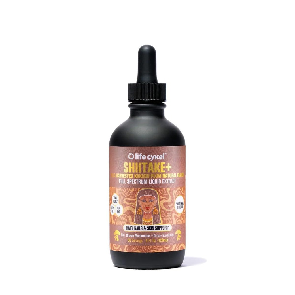 Lifecykel - Shiitake Sēņu ekstrakts ar Kakadu Plum - Advance Organic Sēņu Papildinājums matiem, nagiem un ādai - Spēcīgs C vitamīns Imūnais Boost pieaugušajiem - 4 Fl Oz