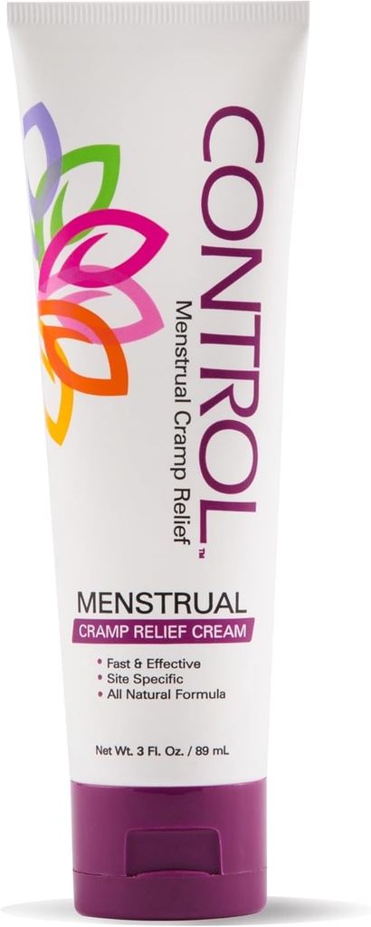 CONTROL, Menstrual Krampju Relief Cream, Aktuālo sāpju atvieglojums periodā Krampi un PMS, Periodu Relief Products, Ātra un efektīva, Viegli lietojams, Drošs visiem laikmetiem, Hormons bezmaksas, Visi dabas, 3oz Tūba.