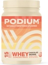 Podium Nutrition sūkalu proteīna pulveris, šokolādes brūns, 22g proteīns, kas tiek pasniegts ar gremošanas enzīmiem, sūkalu olbaltumvielu izolāts un koncentrāts, bez lipekļa, zems ogļhidrātu saturs, zems cukura un sojas saturs, 15 kalpotāji