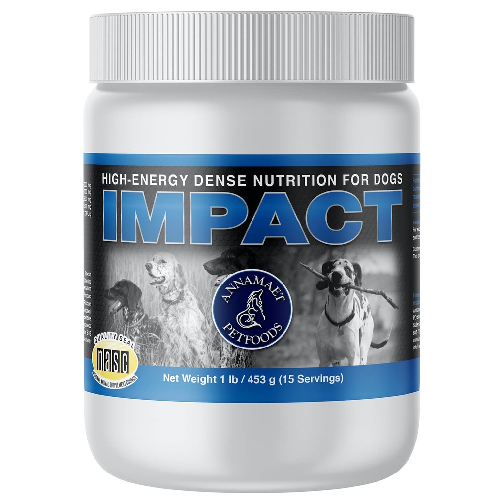 Annamaet ietekme – High-Energy Dense Nutrition papildinājums suņiem – Palīdz atbalstīt veselīgu svaru suņiem sportistiem, pēc-ķirurģijas suņiem un suņiem ar ātru vielmaiņu - 1 lb