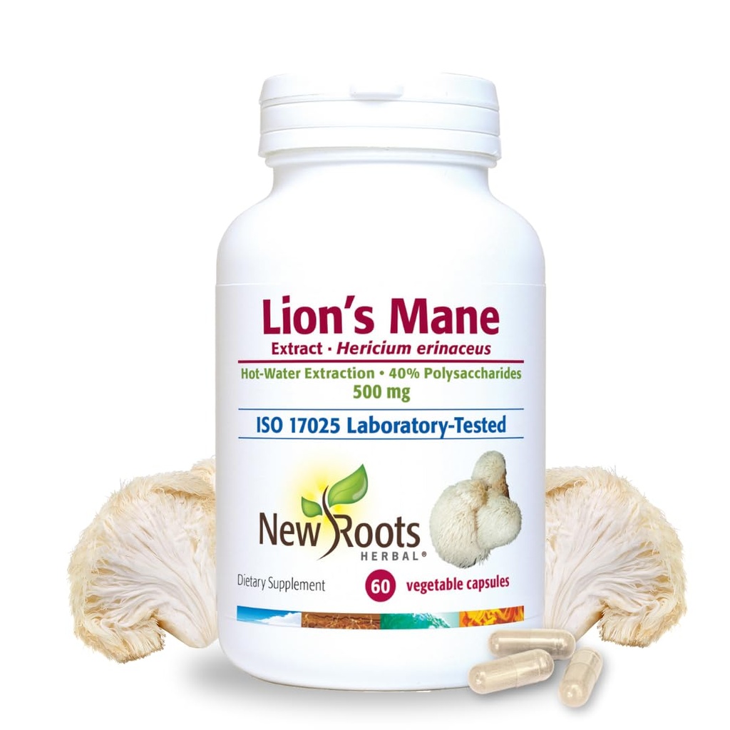 JAUNI ROOTS HERBAL Lions Manē Papildkapsulas - 500mg Lauvas Manē Sēnes Koncentrēts Karstā ūdens ekstrakts -- Atmiņas, Fokusa un Imūnās Atbalsta Papildinājums - 60 Veggie Caps