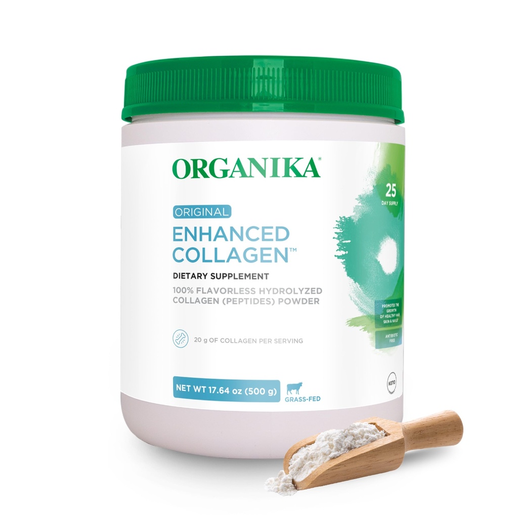 Organika Enhanced Hidrolizēts kolagēna peptīdi Pulveris: Easy Absorbcija Neuzliesmojošs kolagēns Pulveris ādai, matiem, nagiem, locītavām, muskuļiem, & Gut - Keto, bez ĢMO, ar zāli baro - 25 dienu piegādes - 18 oz