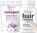 Micro Sastāvdaļas Multi kolagēna proteīns Pulveris 16oz & matu Vitamīni Complex Kapsulas Bundle 2 Pack