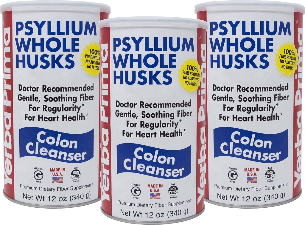 Yerba Prima Psyllium Visa Husks Colon Cleanser, 12 Ounce (iepakojums no 3)