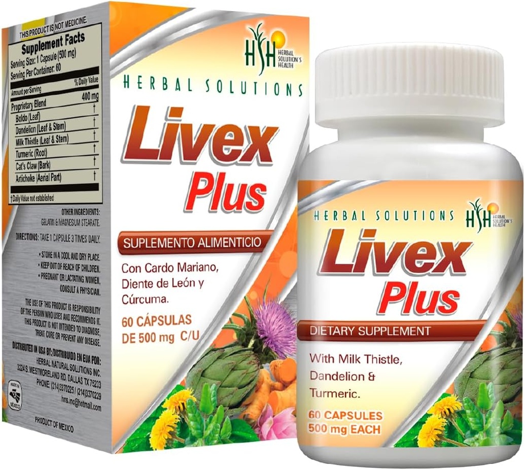 Augu Solutions Livex Plus Dabīgs papildinājums aknu klīzei. Palīdz uzlabot aknu detoksu un gremošanas veselību.