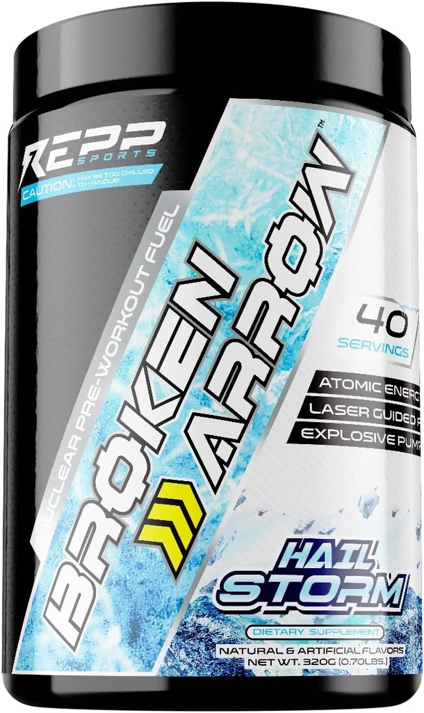Repp Sports Broken Arrow Extreme Pre-Workout  ” Intensīva enerģija un izturība atbalsts (Hail Storm, 20/40 Kalpo)