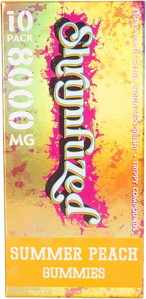 Īpašnieks Nootropic Gummy 8000mg - Lion's Mane, Reishi, Chaga, un Cordycep Nootropic Tripee Sēnes Blend (10, Summer Peach)