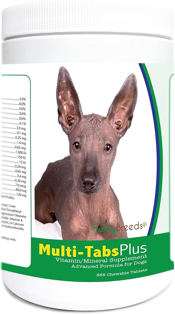 Veselīgas šķirnes Xoloitzcuintli Multi-Tabs Plus košļājamās tabletes 365 Skaits
