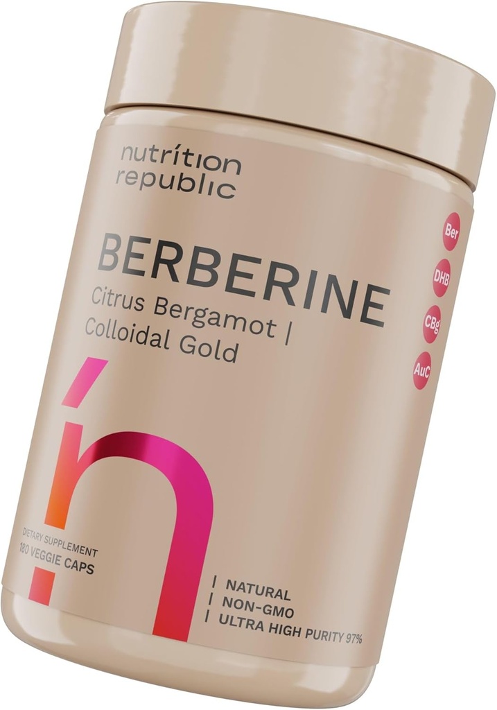 Berberine papildinājums 1500mg, īpaši augstas potences Berberine komplekss ar Citrus Bergamot, Colloidal Gold & Berberine Hcl, Dihydroberberine papildinājums