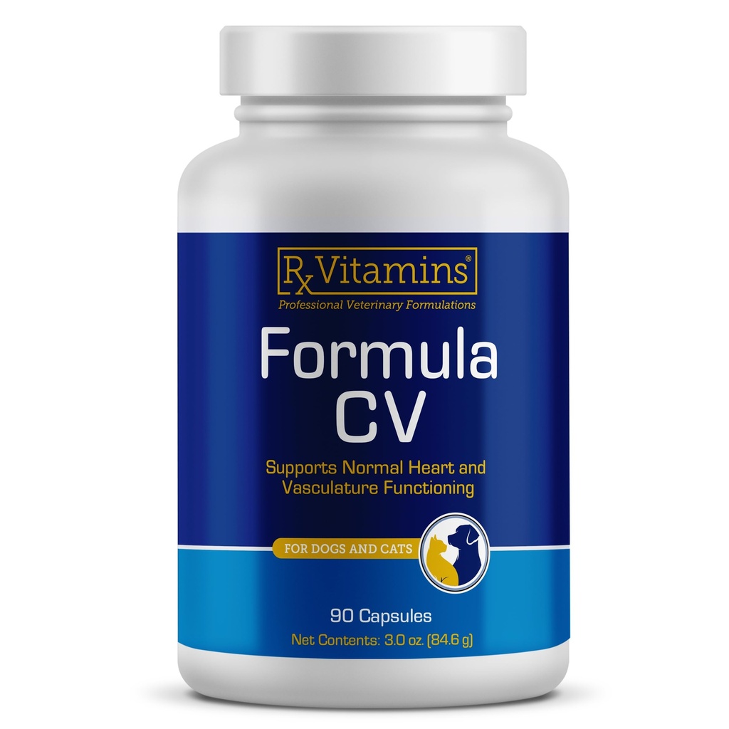 Rx Vitamīni Formula CV - Hawthorn Berry Kapsulas ar Taurīnu suņiem un kaķiem - Sirds veselības papildinājumi Pastiprināta ar magnija un kālija - Senior Dog Vitamīni un Senior Cat Vitamīni - 90ct