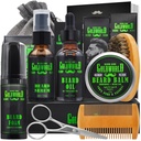 Beard Kit Beard Grooming Kit w/Beard Wash/Shampoo Beard Oil Balm Brush Comb Šķēre Bag e-Grāmata Ziemassvētku Buffers Dāvanas Idejas vīriešiem Viņu tētis Boyend Vīrs Vīrieši