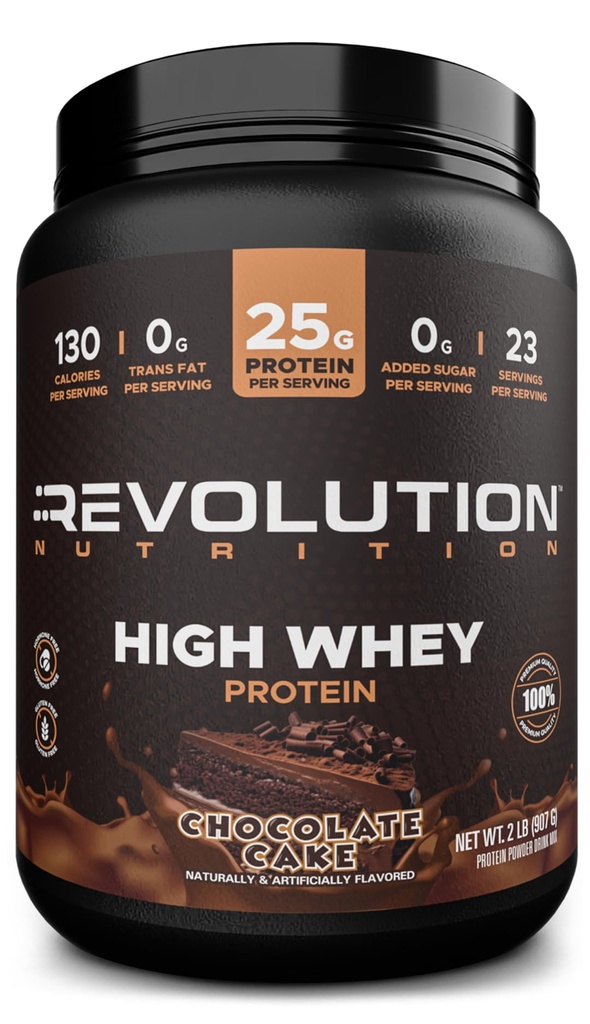 Revolution Uzturs, augsts sūkalu, olbaltumvielu pulveris 2LB, sūkalu izolāts, bez lipekļa, Lean Muskuļu masa vīriešiem un sievietēm, 25g proteīna Per Scoop, 908 g, 24 Kalpo (šokolādes kūka, 2 mārciņas)