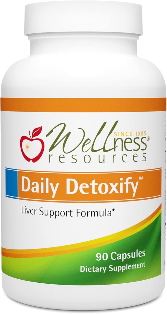 Wellness Resources Daily Detoxify kopā ar Silymarin, Dandelion, RA Liposkābe, NAC, hlorella un vairāk aknu atbalsta un visaptverošu detoksikāciju (90 kapsulas)