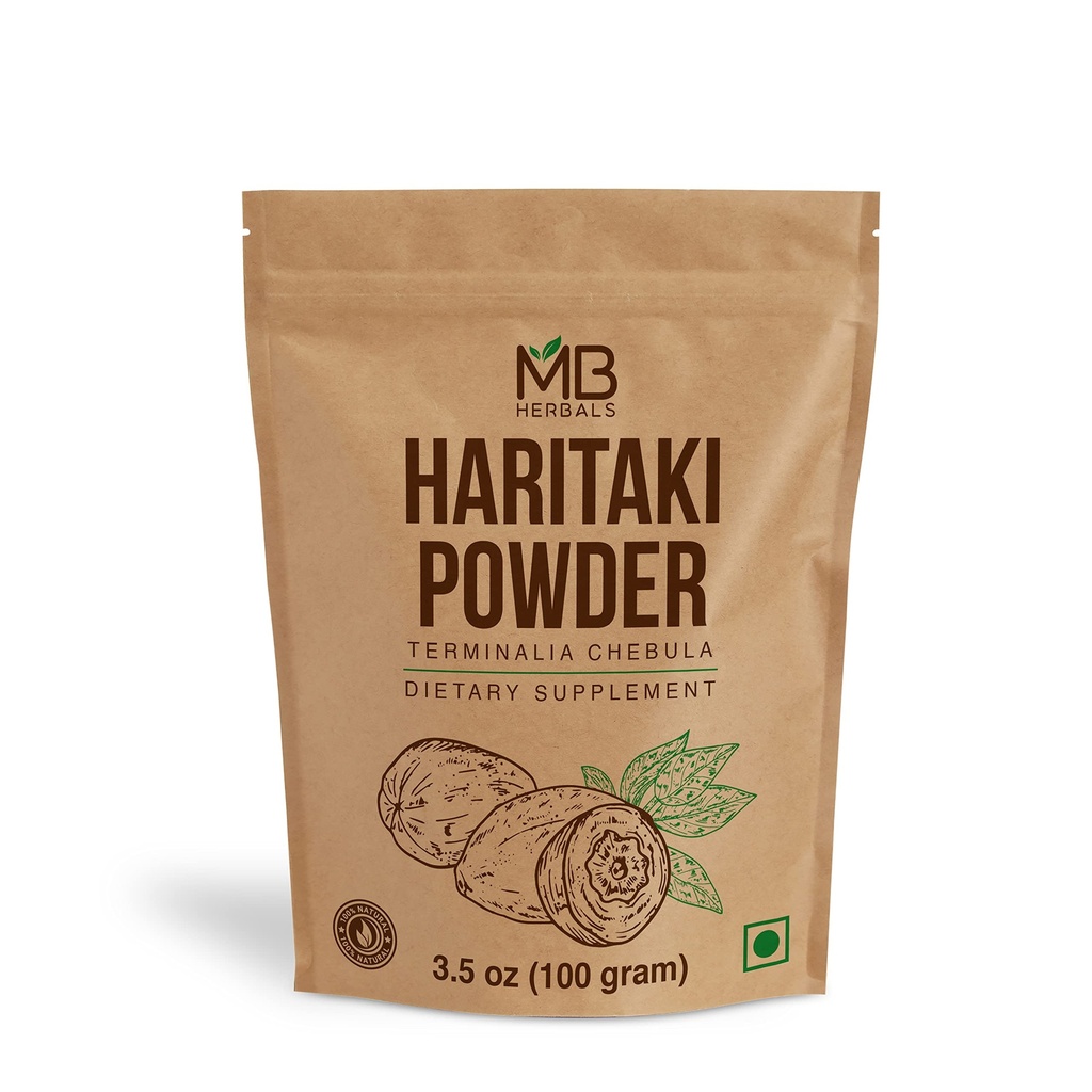 MB Ārstniecības augi Haritaki Pulveris 3.5 oz / 100 Grams -- Inknut Pulveris - Terminalia chebula - Harde -- Chebulic Myrobalan - Nav konservantu