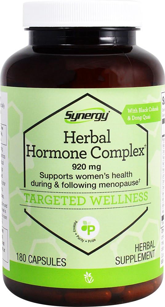 Herbal Hormone komplekss, lai atbalstītu sieviešu veselības laikā un pēc menopauzes* ar Black Cohosh, Dong Quai Passion Flower, Sarkanais aveņu, Grieķu, lakrica, Chamomile, Kramp Bark, Saw Palmetto, W