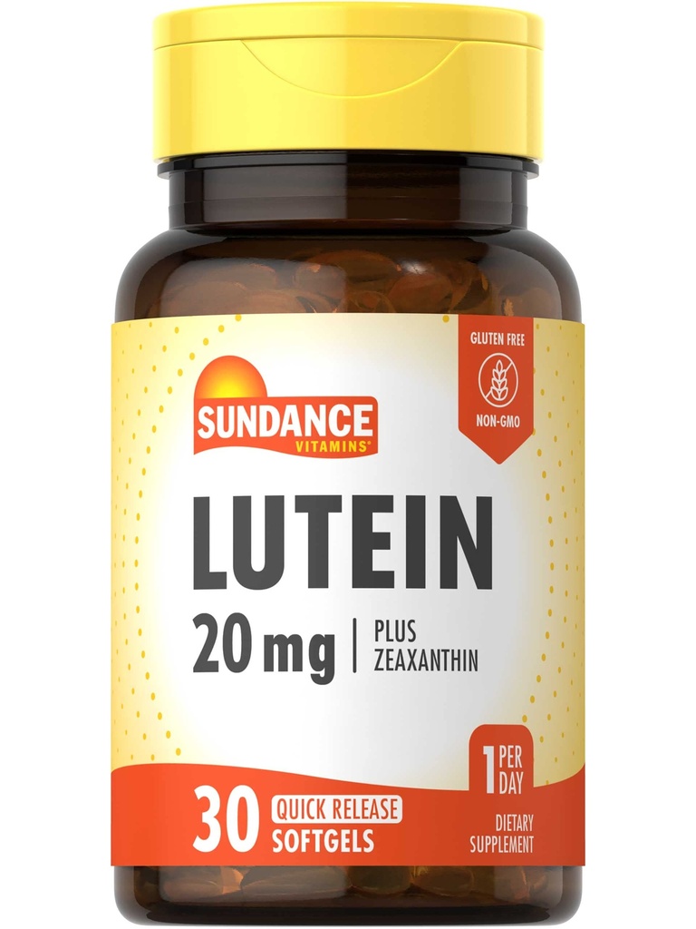 Sundance Lutein 20mg - 30 Softgels - ar Zeaxanthin -- Non-GMO un bez glutēna